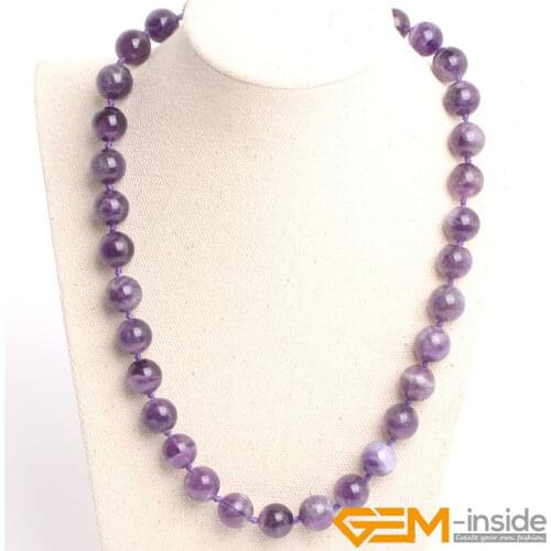 Natural Stone Dream Lace Amethysts Necklace Handmade Stone Jewelry 18 Inch Fashion Jewelry Gifts For Women Birthday Lucky Stone