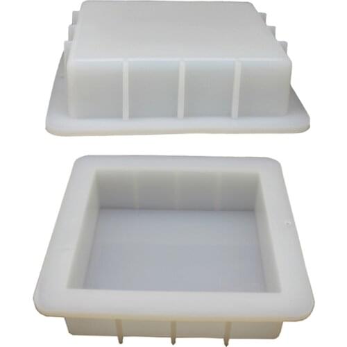 Newest 6 inch Square Cube Silicone Slab Mold for Soap Making Capacity 1100ml Mar-10