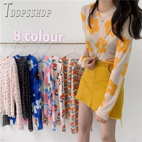 2020 Summer New Slim Women Blouse Long Sleeve Flower Female Blouses