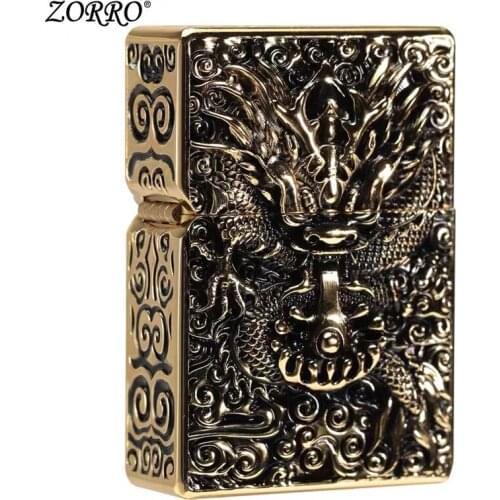 The New ZORRO Brand Pure Copper Five-Sided Windproof Kerosene Lighter Armor Dragon For Collection Gifts