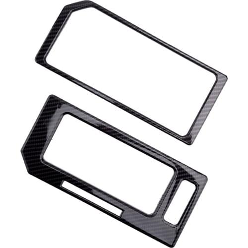 2Pcs Car Gear Shift Frame Cover & Cup Holder Trim Fit for Ford F150 Raptor 2017 2018 2019 Carbon Fiber Texture ABS LHD Only