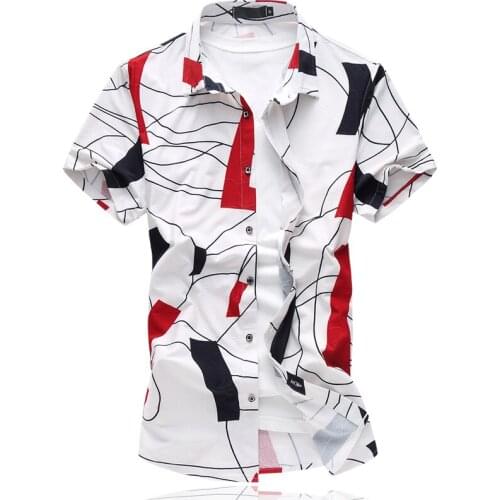 Plus Size 6XL-M Summer Short Sleeve Print Shirts For Men Clothing 2021 Simple Regular Fit Casual Thin Blouse Homme All Match Hot
