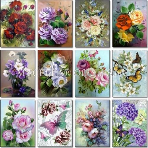 Rose 5D DIY Full Diamond Painting Cross Stitch Flowers Kid Diamond Mosaic Diamond Embroidery Needlework Home Decor Crafts