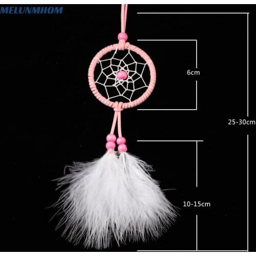 Pink Dream Catcher Home Decor Feather Dreamcatcher Mini Wind Chimes Indian Style Religious Mascot Car Wall Decoration Ornament
