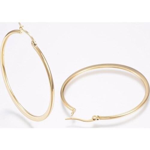 304 Stainless SteelHoop Earrings Big Smooth Circle Earrings Basketball Brincos Loop Earrings for Women Jewelry