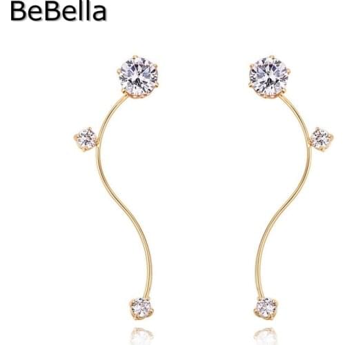 BeBella snake shape crystal pendant earrings made with micro pave setting
