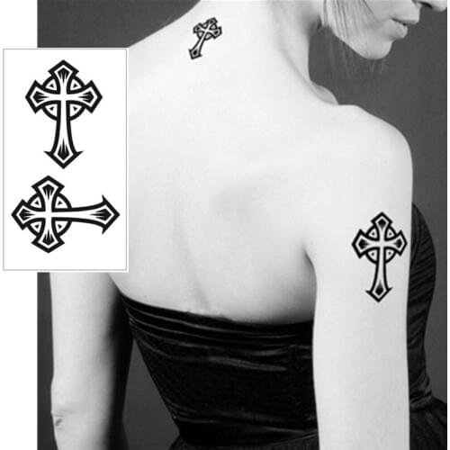 SHNAPIGN 25 Style Mini Temporary Tattoo Body Art, Black Cross Designs, Flash Tattoo Sticker Keep 3-5 days Waterproof 10.5*6cm