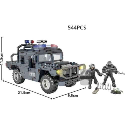 Modern military ORV swat mega building block super police figures dongfeng brave warrior Troop carrier vehicle bricks toys