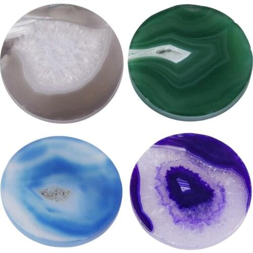 TUMBEELLUWA 1Lot (4Pc)Polished Agate Light Table Slices,Reiki Crystal Geode Stone Slabs Cards,Wedding Home Decor Jewelry Makings