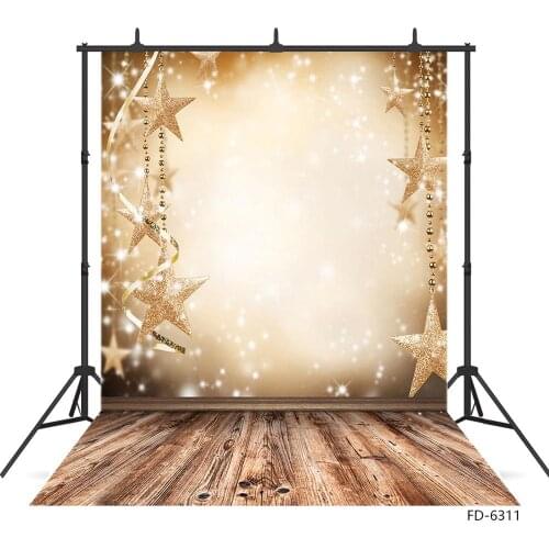 Star Ribbon Glitter Bokeh Wooden Floor Photography Background Vinyl Backdrop Photo Studio for Baby Children Christmas Photophone