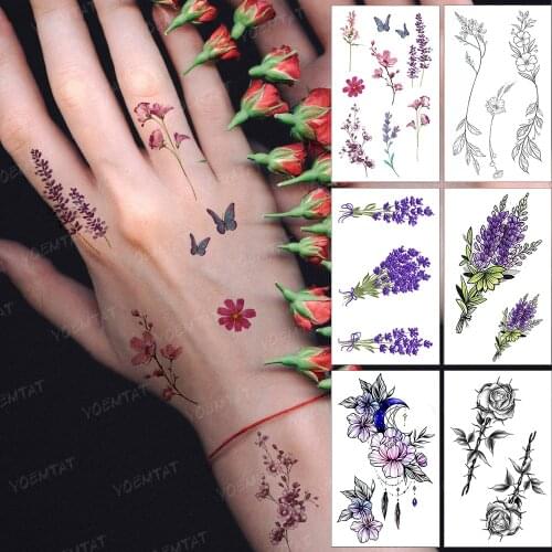 Waterproof Temporary Tattoo Sticker Woman Butterfly Flower Color Red Blue Small Tatto Chest Shoulder Face Man Child Flash Tatoo
