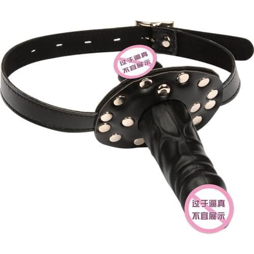 Adult Game Silicone Dildo Gag Oral Sex Penis Mouth Plug Penis Gag With Locking Buckles Leather Bondage Sex Product For CouplesO2
