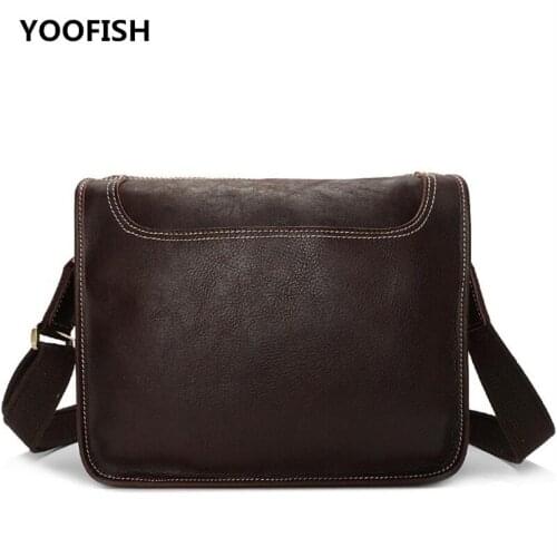 YOOFISH Classic Hot selling Free Shipping Casual Genuine Leather Handbag Laptop Business bag Unisex Coffee/Brown XZ-064
