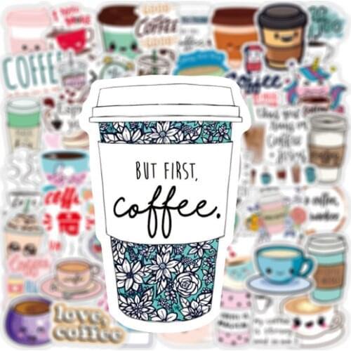 50 PCS Cartoon Coffee Milk Tea Beverage Sticker for Car Styling Bike Motorcycle Phone Laptop Travel Luggage Cool Funny JDM Decal