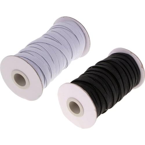 1 Roll 8mm Elastic Straps Sewing Band Dress Sport Pants Making Black/White 2 Colors Available