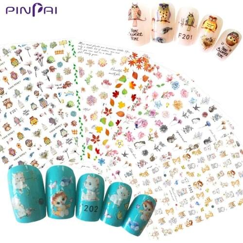 10 Styles Fashion Nail Art Decoration Sticker Adhesive Flower Animal Leaf DIY Manicure Tips Wraps Nails Sticker Decal Sliders