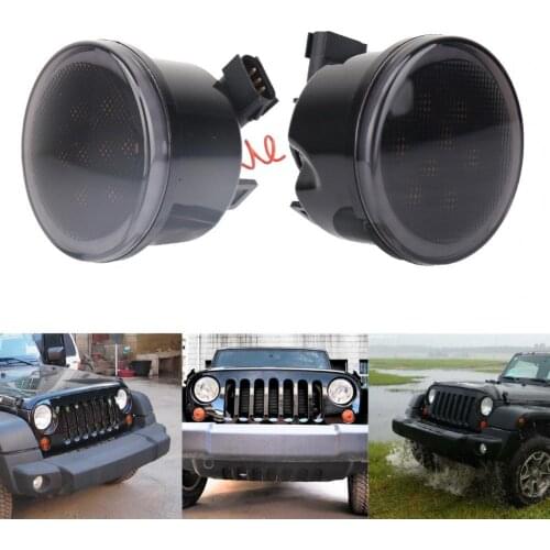2Pcs LED Turn Signal Lights Super Bright Bumper DRL Day Running Lights with Halo for Jeep Wrangler 07-17