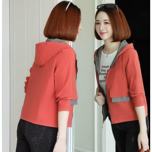 2021 New Autumn Fashion Womens Long Sleeve Solid Causal Cotton Jackets Female Hooded Short Coats Loose Outwear Plus Size W552