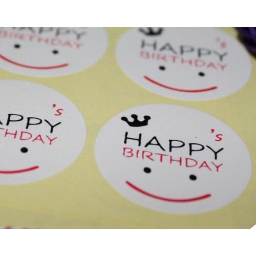 240pcs/lot 30*30mm Smile Face DIY Sticker Hand Made Happy Birthday Sticker Baking Sealing Sticker