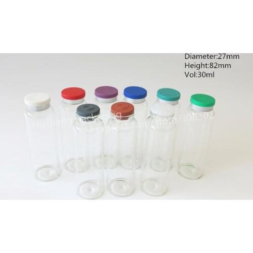 30ML Clear Injection Glass Vial with Side Flip Cap 1oz Glass Bottle 30cc Liquid Medicine Glass Containers