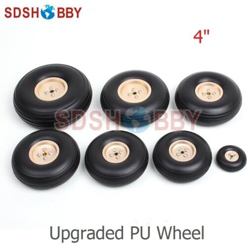 4in/102mm & 4.5in/115mm PU Wheels RC Airplane Wheels Upgraded PU Wheels with Golden Aluminum Hub D102*H35*5mm & D115*H40*5mm