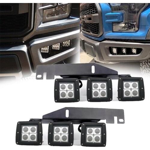 6pcs Front Bumper 20W LED Fog Lights With Mounting Brackets Set For Ford F150 SVT Raptor Truck 2017 2018 2019 2020