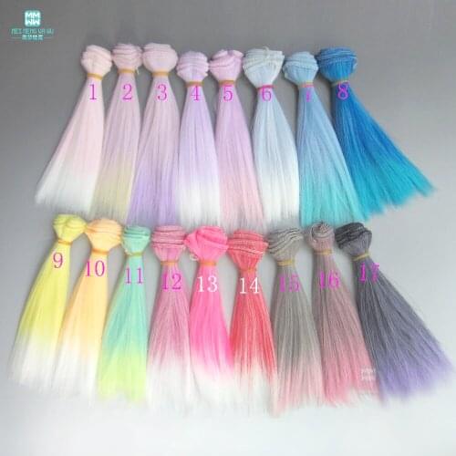 Doll accessories 15cm*100CM Straight hair Two color gradients Hair for dolls For 1/3 1/4 1/6 BJD/SD doll