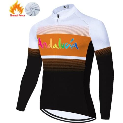 Andalucia Winter Thermal Fleece 2021 Camisa Uniforme Cyclisme Homme Retro Camiseta Masculino Maillots Hombre Jersey Ciclismo