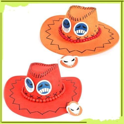 One Piece Portgas D Ace Cosplay Hat Cowboy Hat Souvenirs Pirates Caps With Bones Skull Toys