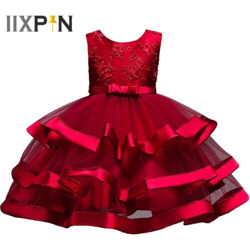 Kids Dresses for Girls Multi-Layer Tulle Embroidered Dress Girls Pageant Dresses Ball Gown Children Stage Performance Costumes