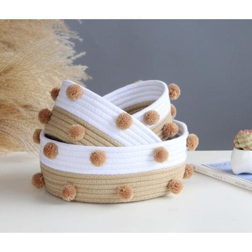 Storage Basket Eco-friendly Space-saving Cotton Rope Sturdy Circular Rattan Snacks Basket Home Storage Baskets
