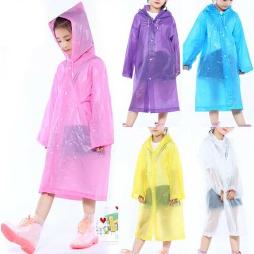 1pcs Transparent Fashion Frosted Child Raincoat Girl and Boy Rainwear Outdoor Hiking Travel Rain Gear Coat for Children