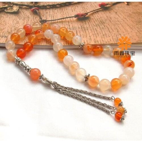 Elegant ! Natural Calcedony bead Islamic musilm 33 prayer beads tashih Rosary beads for thanks giving day Halloween Holiday gift