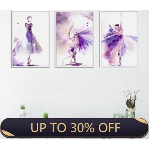 Purple Ballet Dancer Canvas Painting Gril Roon Art Nordic Posters And Prints Home Decoration Wall Pictures No Frame