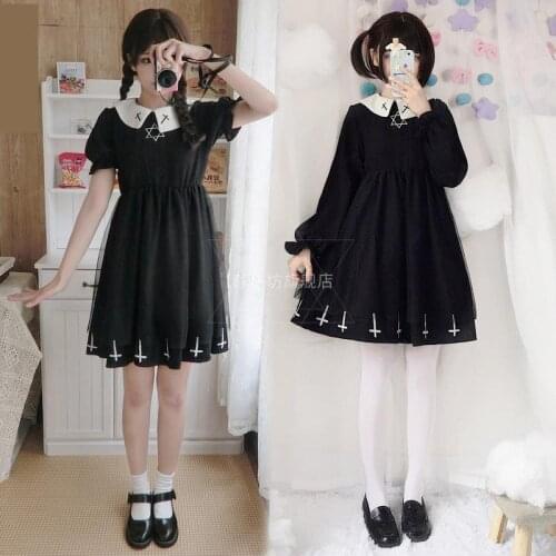 Gothic Lolita Dress Harajuku Fashion Cross Cosplay Costumes Female Dress Japanese Soft Sister Style Star Cute Girl Kawaii Dress