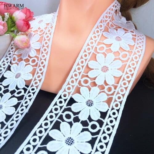 HWARM 10yard 8cm african lace fabric Sunflower chrysanthemum arc wedding lace barcode DIY childrens clothing accessories ribbon