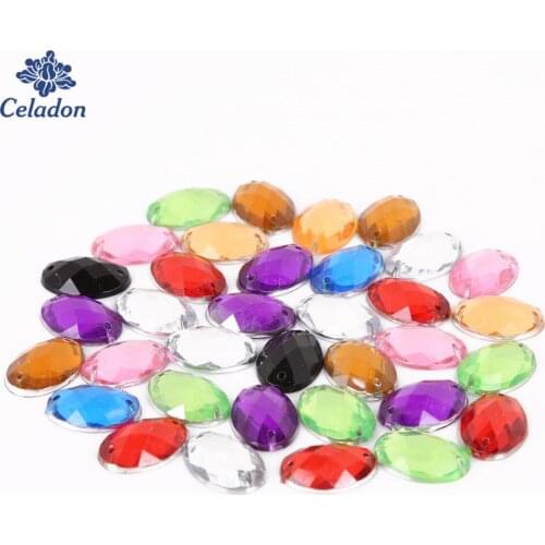 High Quality 50Pcs Oval Shape Multi Colors 13X18mm Acrylic Crystal Sew On Rhinestone, For DIY Wedding Decoration Crafts