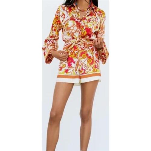 MESTTRAF Women 2021 Fashion Vintage Totem Floral Print Hem Bow Tied Smock Blouse Female Long Sleeve Casual Shirts Streetwear