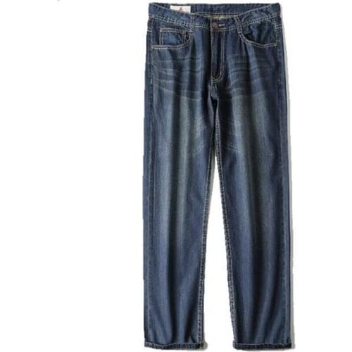 Fashion Straight Jeans Mens Straight Baggy jeans Loose Plus Size 44 46 48 Casual Trousers Spring Summer Denim Trousers Blue