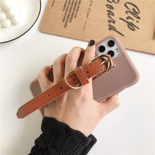 Morandi Colors PU Belt Holder Phone Case For iPhone12 11Pro XSMAX 78PLUS XR SE2020 6S soft Cover Skinny Shell Body Protection