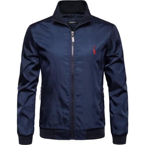 Men Stand-Collar polyester Zippers Thin Jacket Fit Men Slim Jacket Coat Windbreaker Casual outdoor coat