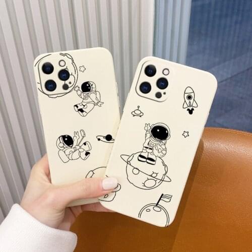 Soft Cartoon Astronaut Pattern Phone Case For iPhone 12 Pro Max 11 X XS XR XSMAX SE2020 8 8Plus 7 7Plus 6 6S Plus 5 5 Cover