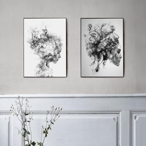 Wall Art Abstract Feature Canvas Poster Nordic Print Black White Painting Scandinavian Decoration Picture Home Decor No Framed