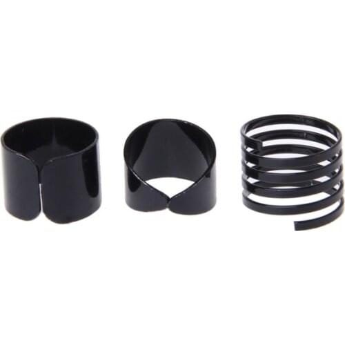 NEW 3PCS Punk Black Mid Finger Knuckle Ring Set Simple Spiral Opening Ring For Women