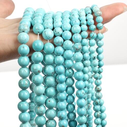 Wholesale Natural Stone Beads Blue Howlite Turquoises Loose Bead For Jewelry Making DIY Bracelet Necklace Strand 4/6/8/10/12MM