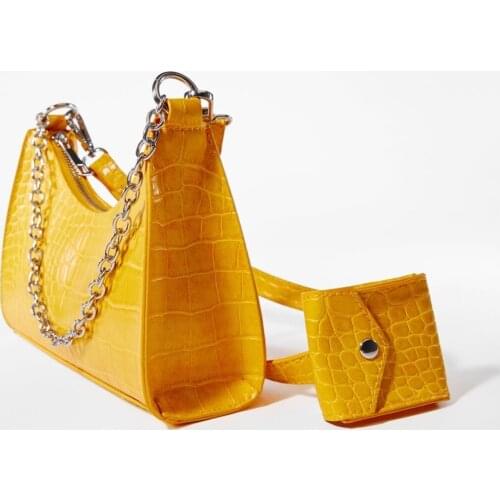 Crocodile Bag with Pockets-elegant-looking - elegant - yellow - black