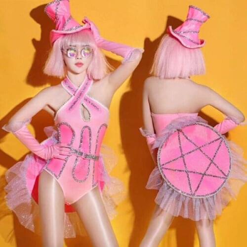 Dance performance Sexy Pink gogo cosutmes nightclub Newest design cute girl stage singer costume