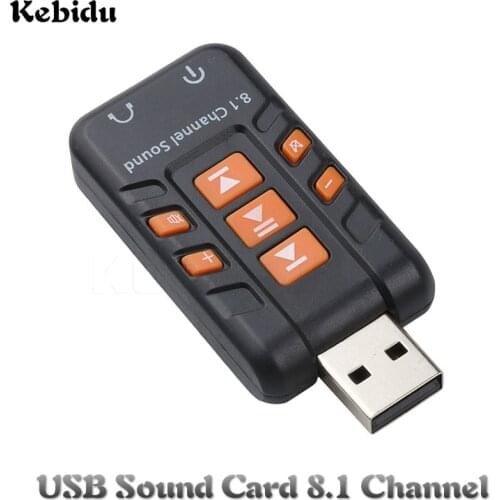 Kebidu USB Sound Card 8.1 Channel Virtual CH 3D Audio Adapter Amplifier ABS Plastic Shell Sound Card for PC Computer Components