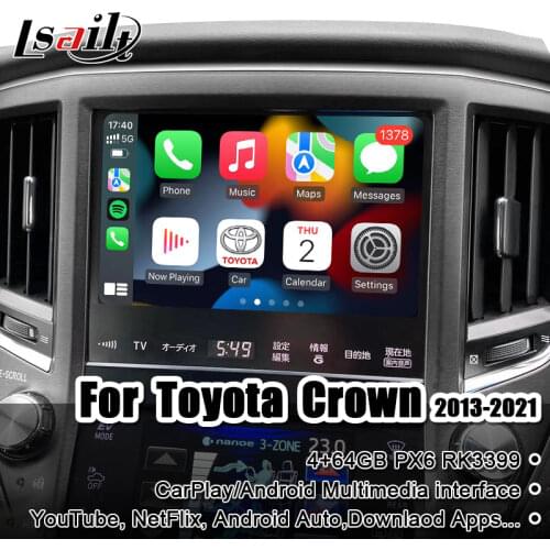 Lsailt Android 9.0 GPS Navigation Box video interface for Crown Toyota with YouTube, Netflix,Google play