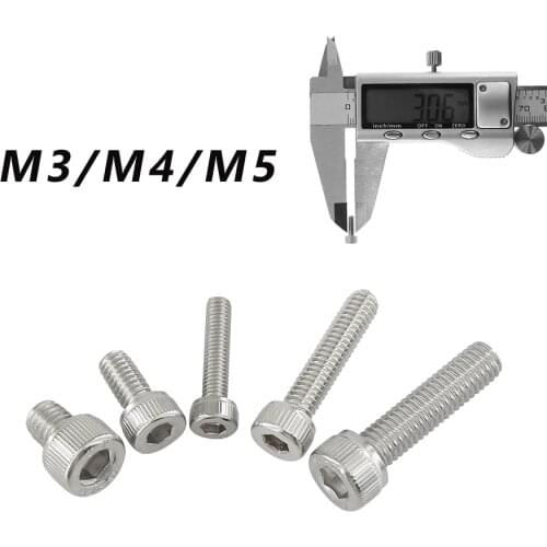 10PCS M3/M4/M5 DIN912 304 Stainless Steel Hexagon Socket Head Cap Screws Inner Hex Socket Bolt Metric Thread 3D printer parts